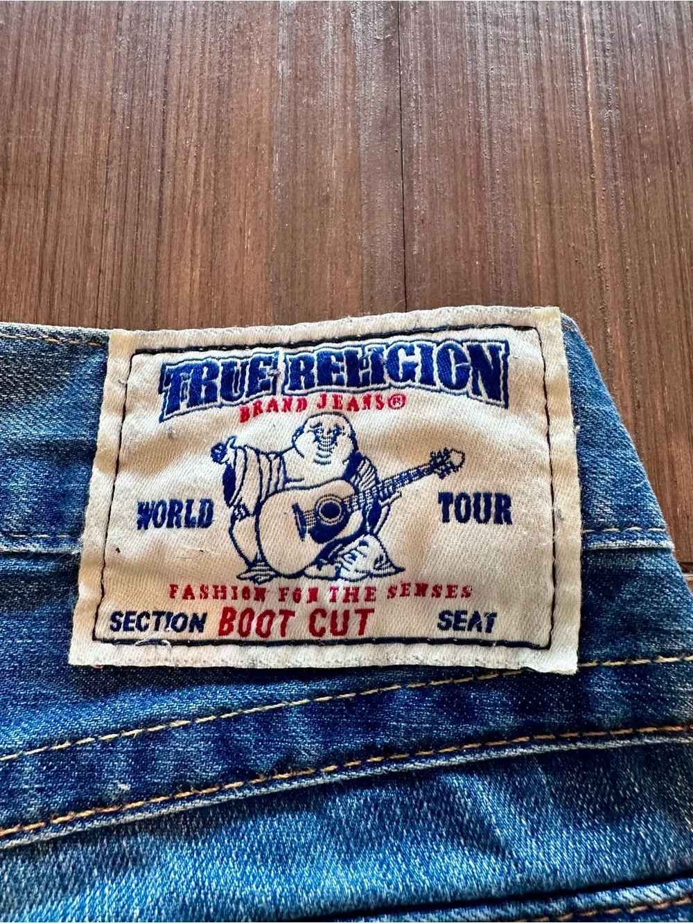 True Religion World Tour Boot Cut Jeans Distressed Horseshoe